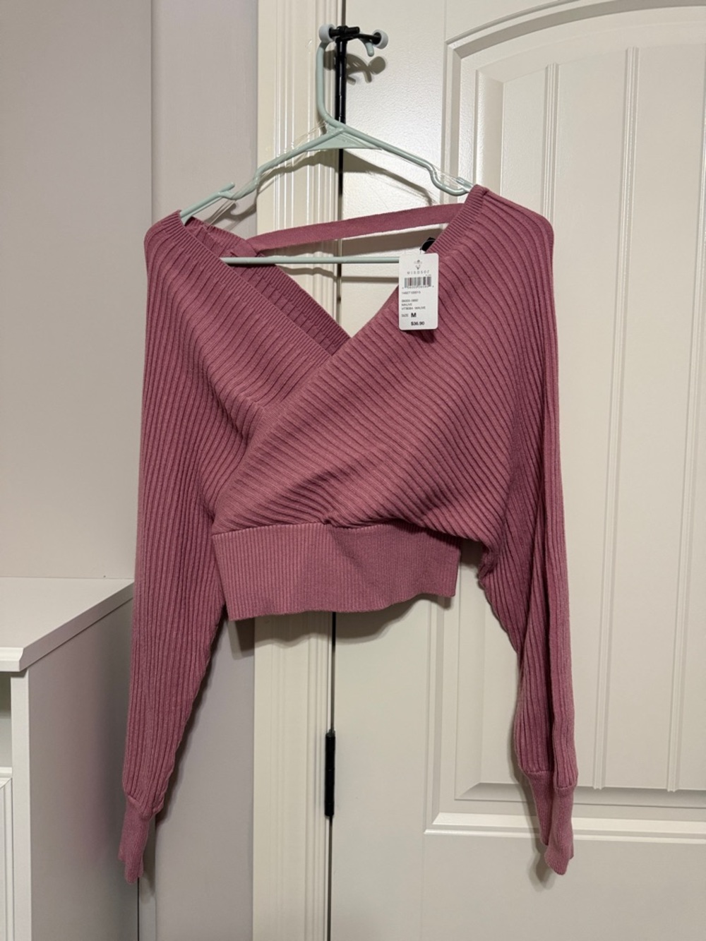 Windsor Mauve Ribbed Wrap Crop Top